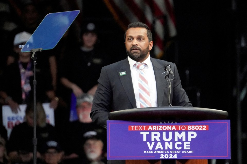 Kash Patel speaks at a rally