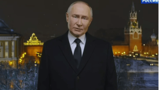 Putin delivering his New Year Address 25 years after taking power