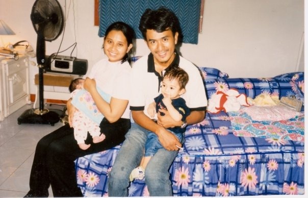 Sylvia (left) holds their daughter Siti, while Budi holds his nephew, before the tsunami. Photo: Supplied