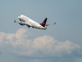 An Air Canada plane takes off from Montreal-Pierre Elliott Trudeau International Airport in Montreal, Friday, Sept. 13, 2024.