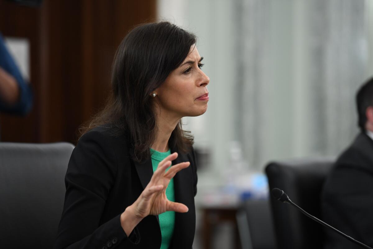 Jessica Rosenworcel speaks during a committee hearing to examine the Federal Communications Commission. 