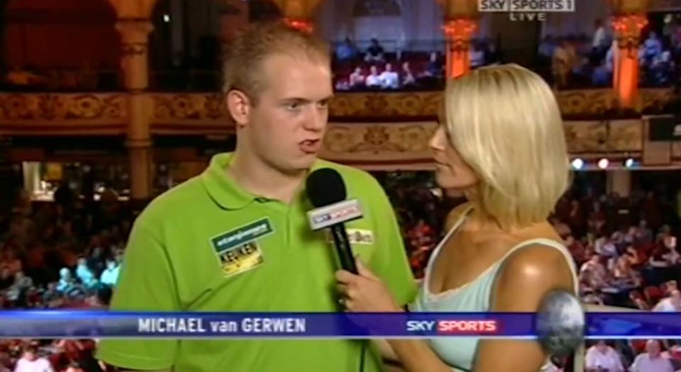 Van Gerwen looks almost unrecognisable in old footage