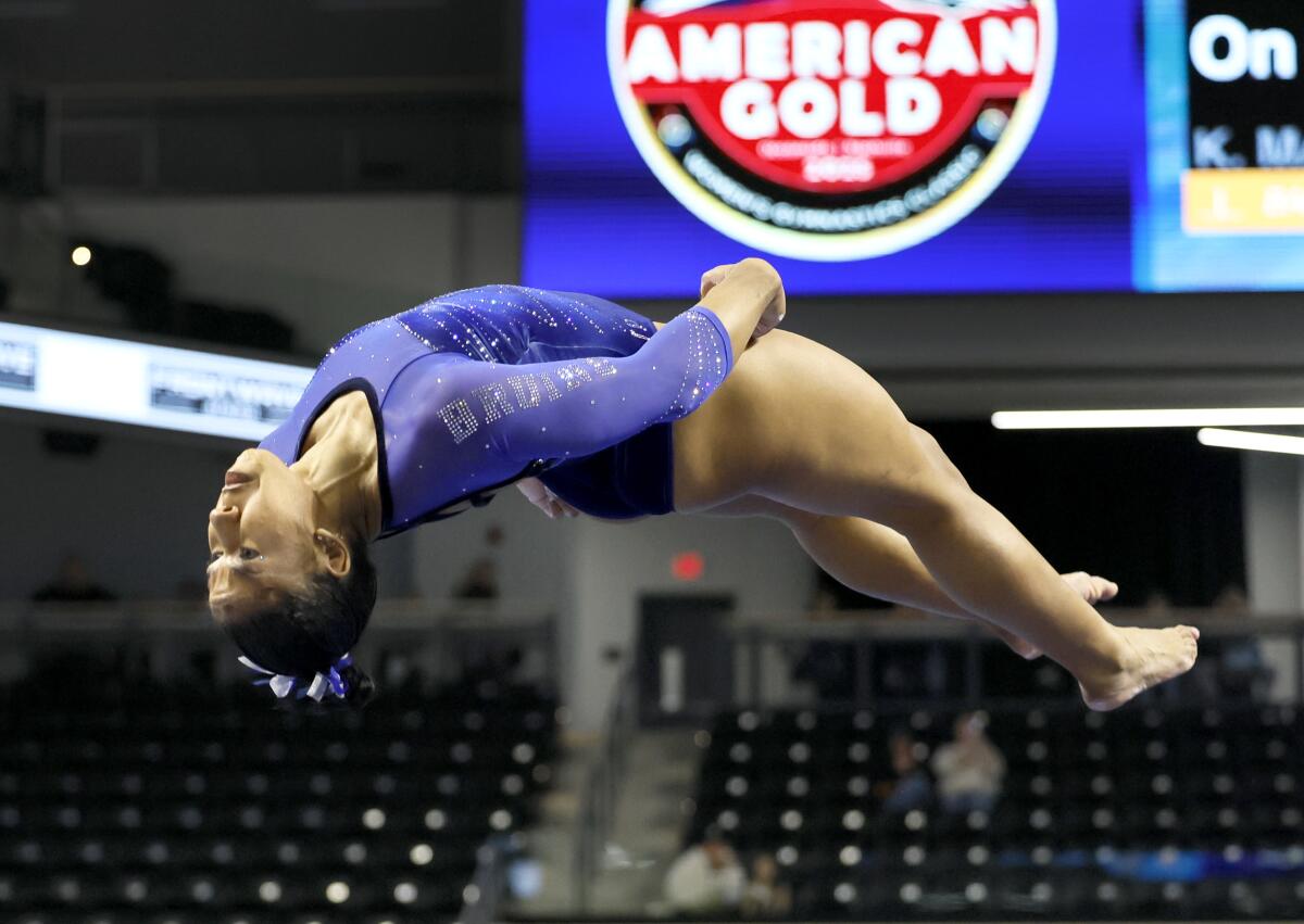 UCLA gymnast Jordan Chiles performs her floor exercise routine on Saturday.