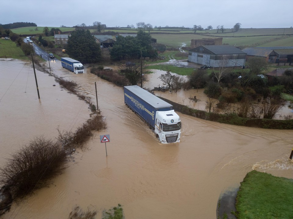 Flooding in the village of Creeton, Lincolnshire, today