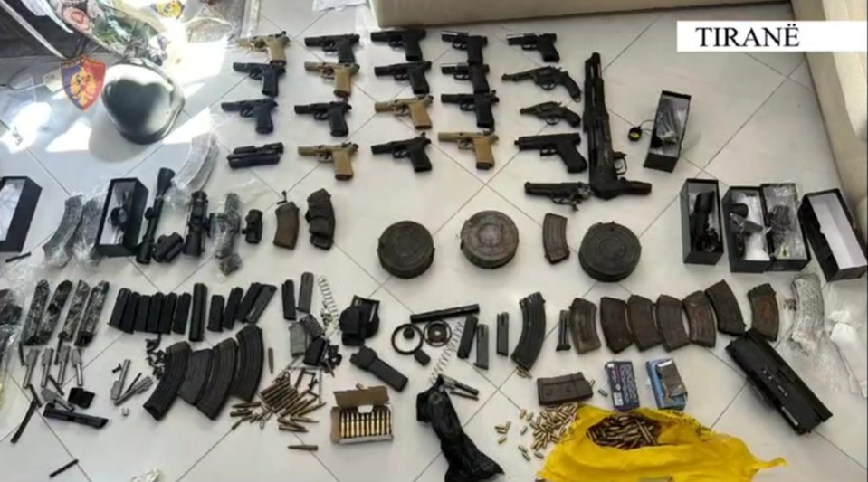 A gun haul seized from Albanian gangs