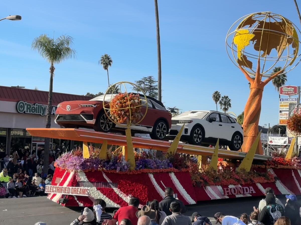 My view of Honda's "Electrified Dreams" Rose Parade float.