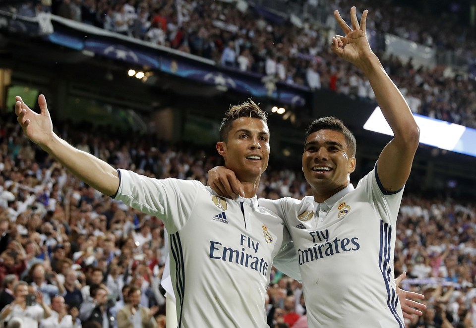 Ronaldo and Casemiro played together at Man Utd and Real Madrid