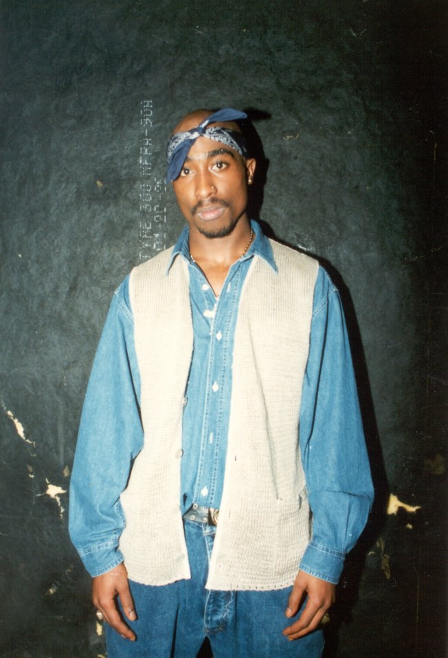 Portrait of Tupac Shakur backstage.