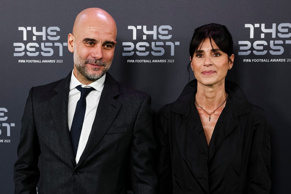 Pep Guardiola and his wife at the FIFA Football Awards.