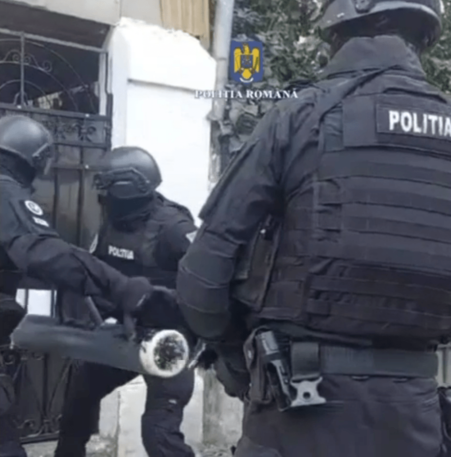 Romanian police officers in tactical gear.