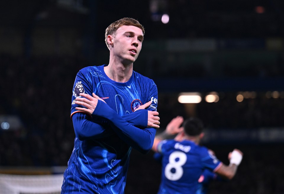 Cole Palmer of Chelsea celebrates scoring a goal.