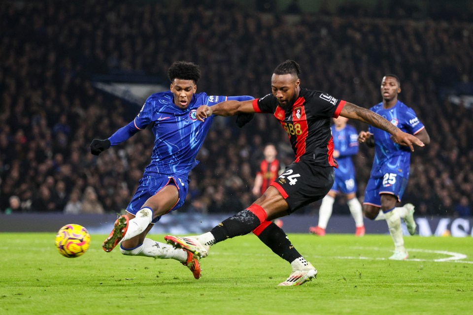 Antoine Semenyo of Bournemouth scoring a goal.