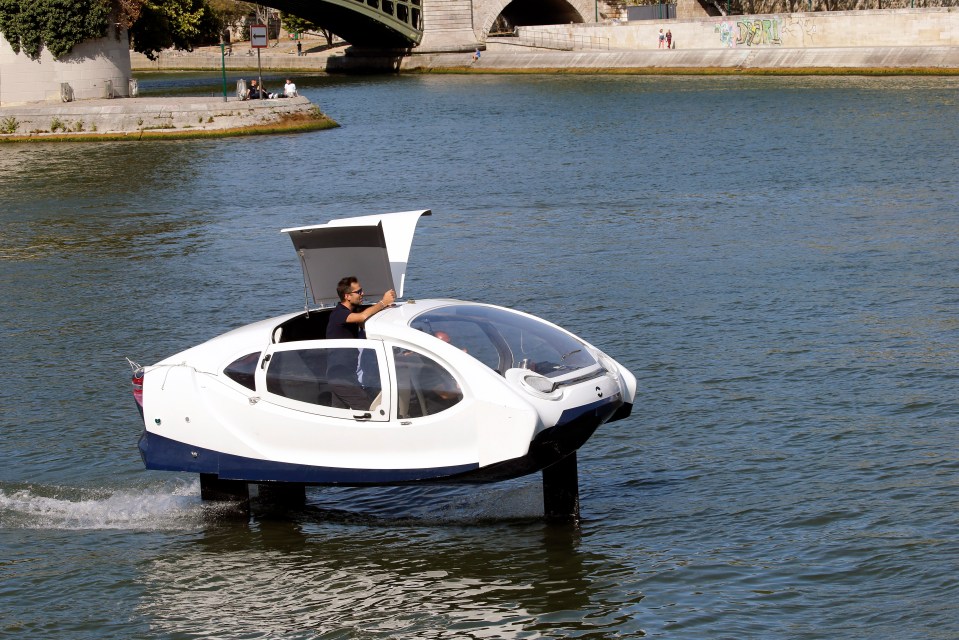 Electric boat on the Seine River in Paris.