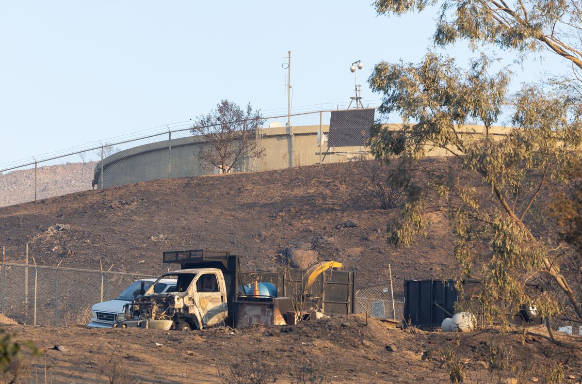 A DWP water tank above Via La Costa in Pacific Palisades.