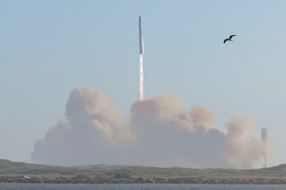 SpaceX Starship rocket launching.