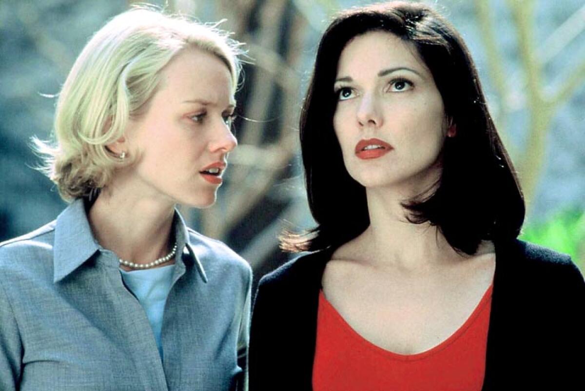 Naomi Watts, left, and Laura Harring are shown in a scene from, " Mulholland Drive."