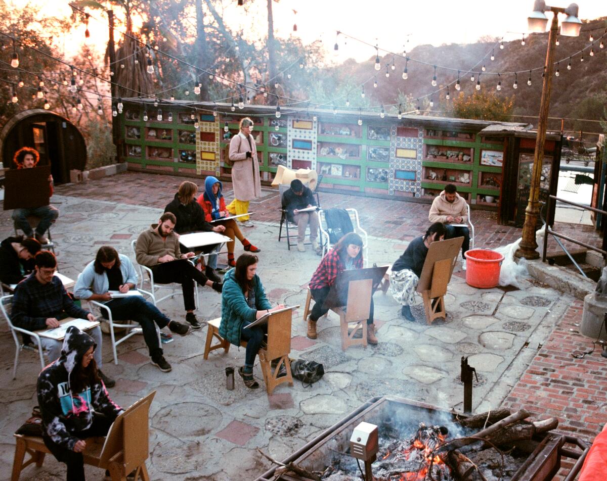 A figure-drawing class at Zorthian Ranch in Altadena.