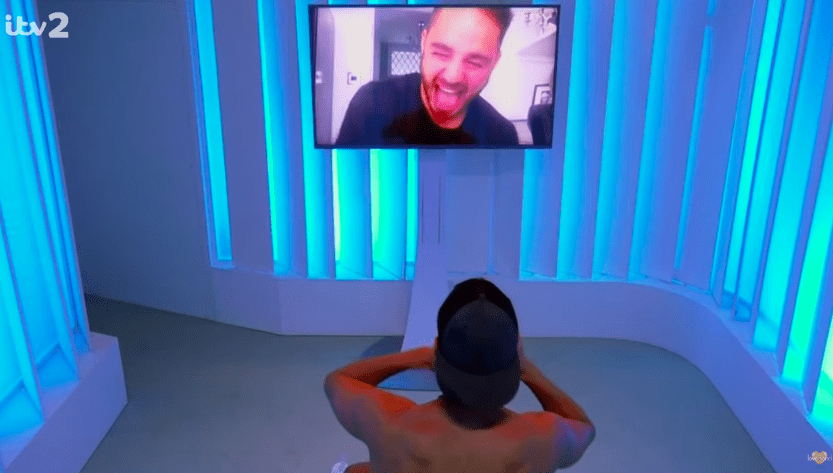 Scott Thomas of Love Island All-Stars on a video call with his brother.