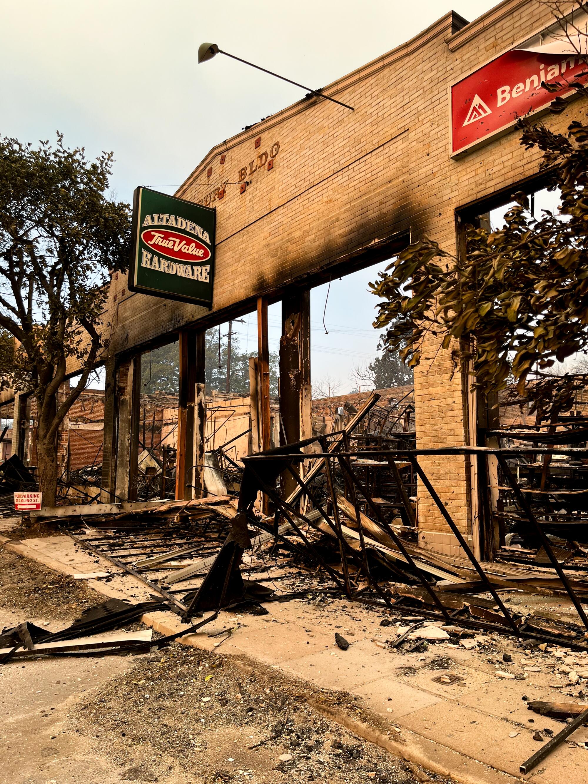 Photo of a burned building.