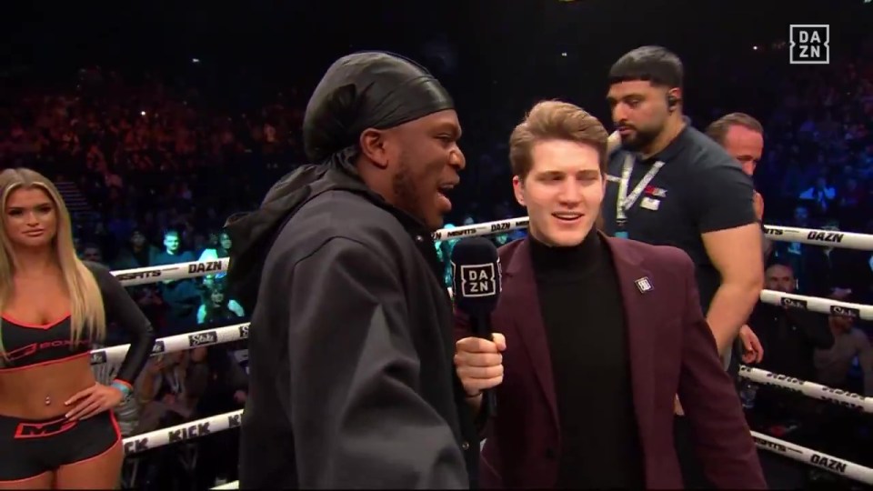 KSI being interviewed after a boxing match.