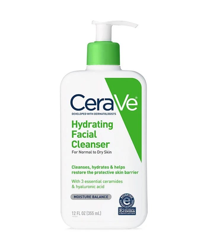 CeraVe Hydrating Facial Cleanser bottle for normal to dry skin.