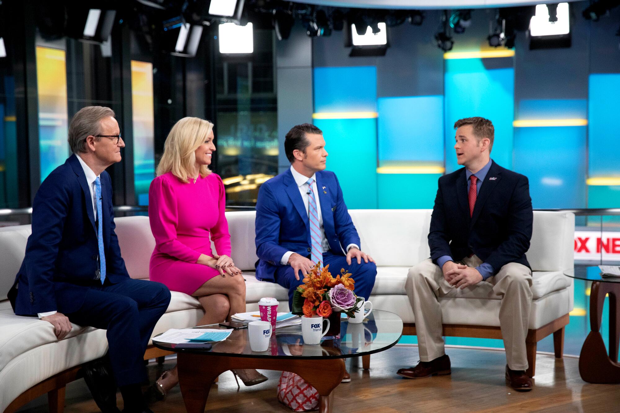 A still from "Fox & Friends," including Pete Hegseth.