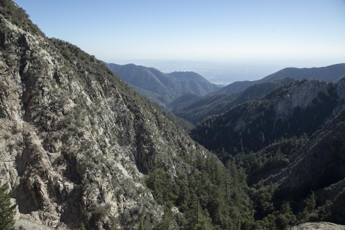 Eaton Canyon as seen from the Eaton Saddle Trailhead in 2021.