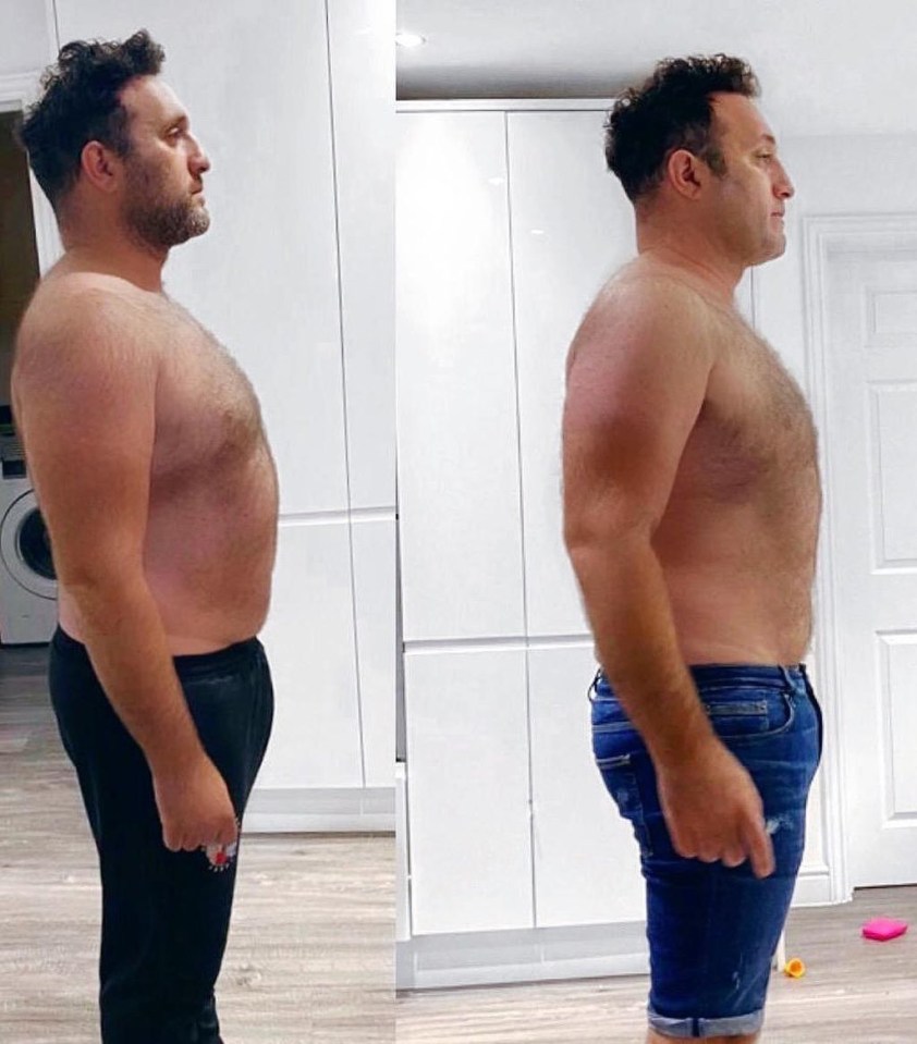 Before and after photos of a man's weight loss.