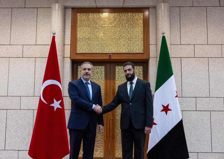 Turkey's Foreign Minister Hakan Fidan meets with Syria's de facto leader Ahmed al-Sharaa