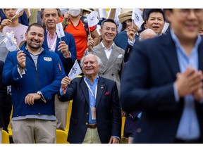 Michael Kadoorie, center, in Hong Kong in 2023. Photographer: Paul Yeung/Bloomberg