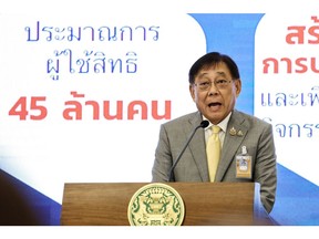 Pichai Chunhavajira speaks at a news conference in Bangkok on July 24, 2024.