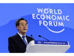 Ding Xuexiang addresses the World Economic Forum in Davos, on Jan. 21. Photographer: Stefan Wermuth/Bloomberg