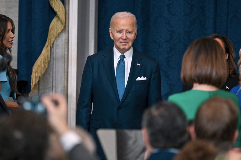 Joe Biden arrives at the 2025 inauguration ceremony