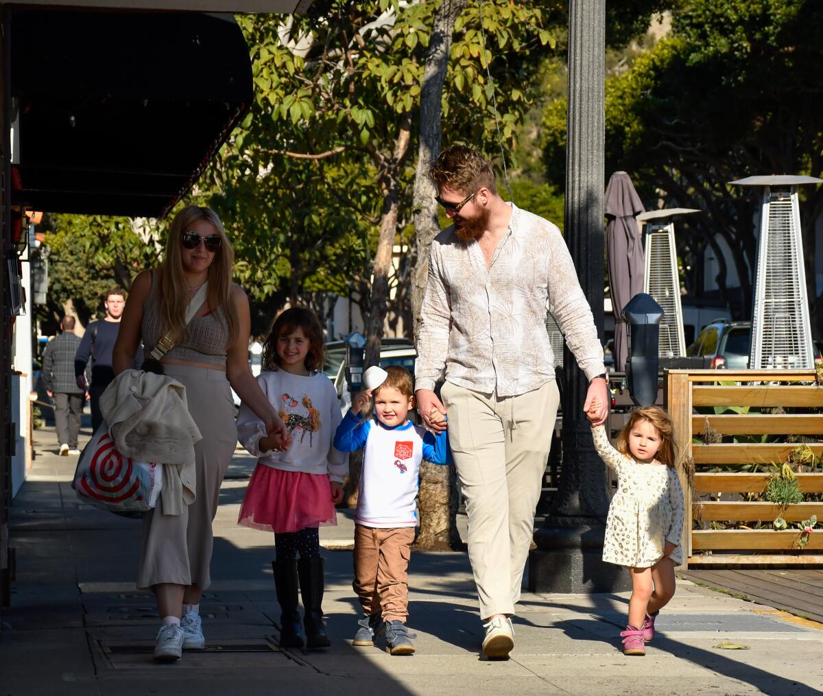 Ansgar and Julia Friemel and their kids on Ocean Avenue in Laguna Beach.