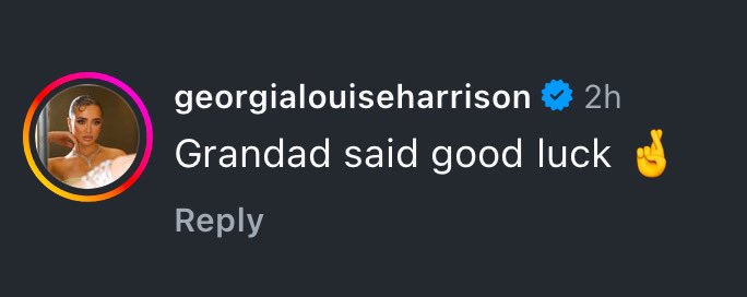 Screenshot of a social media comment: "Grandad said good luck" with a picture of the commenter.