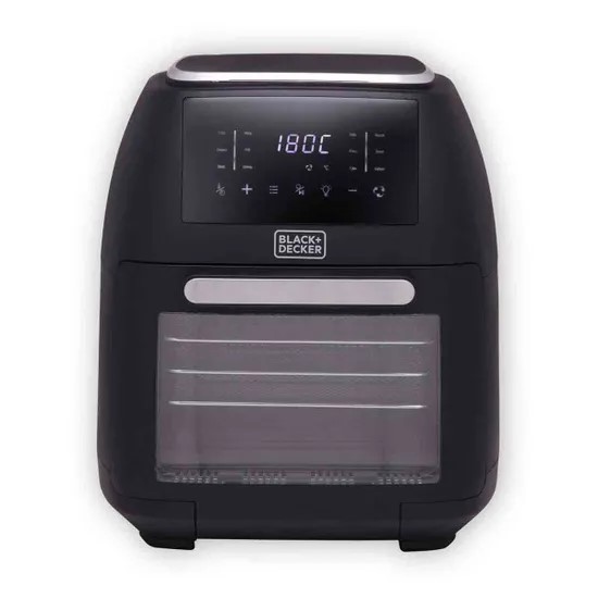 Black+Decker air fryer with digital display.