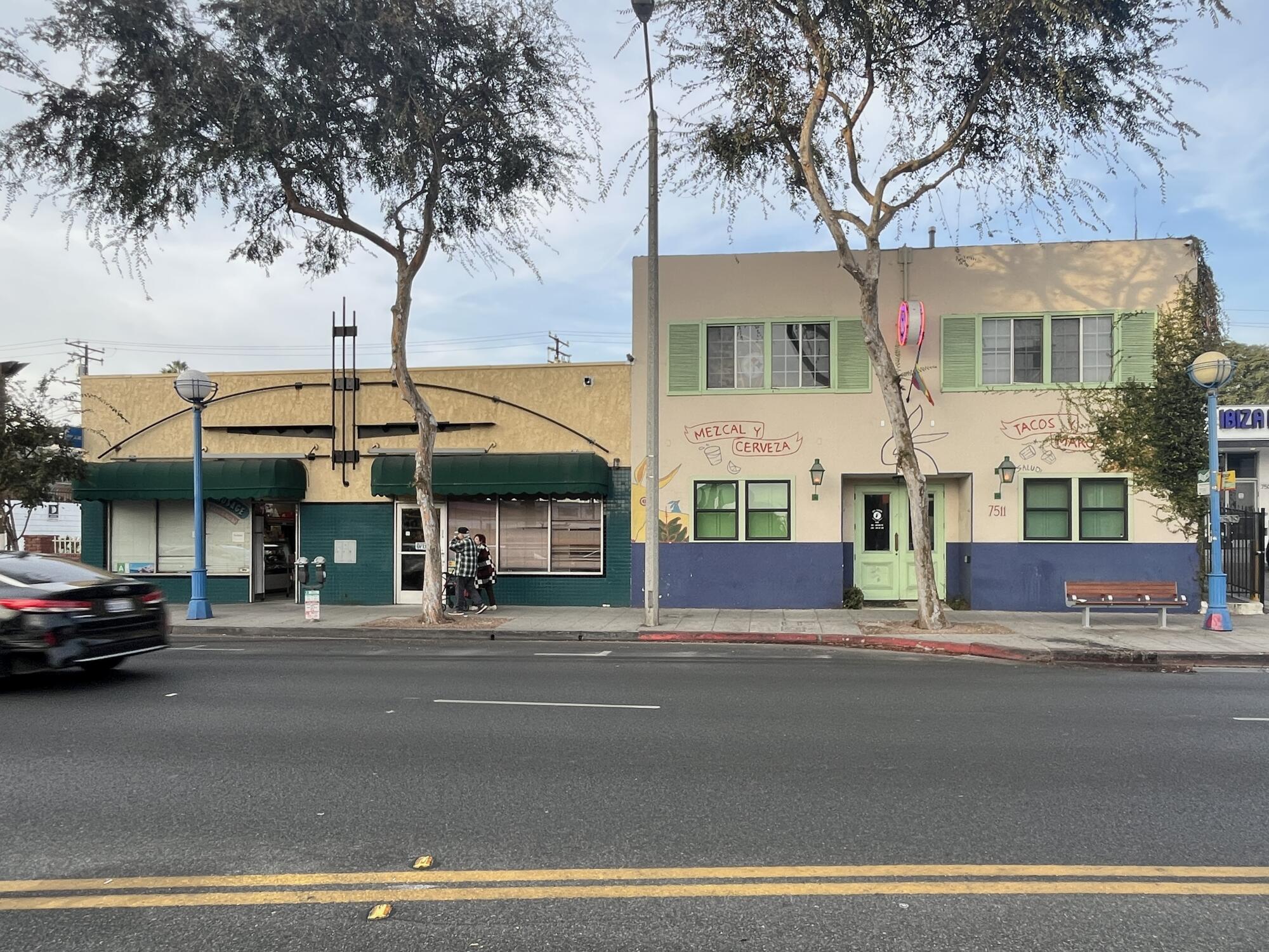 A row of buildings on Santa Monica Boulevard.