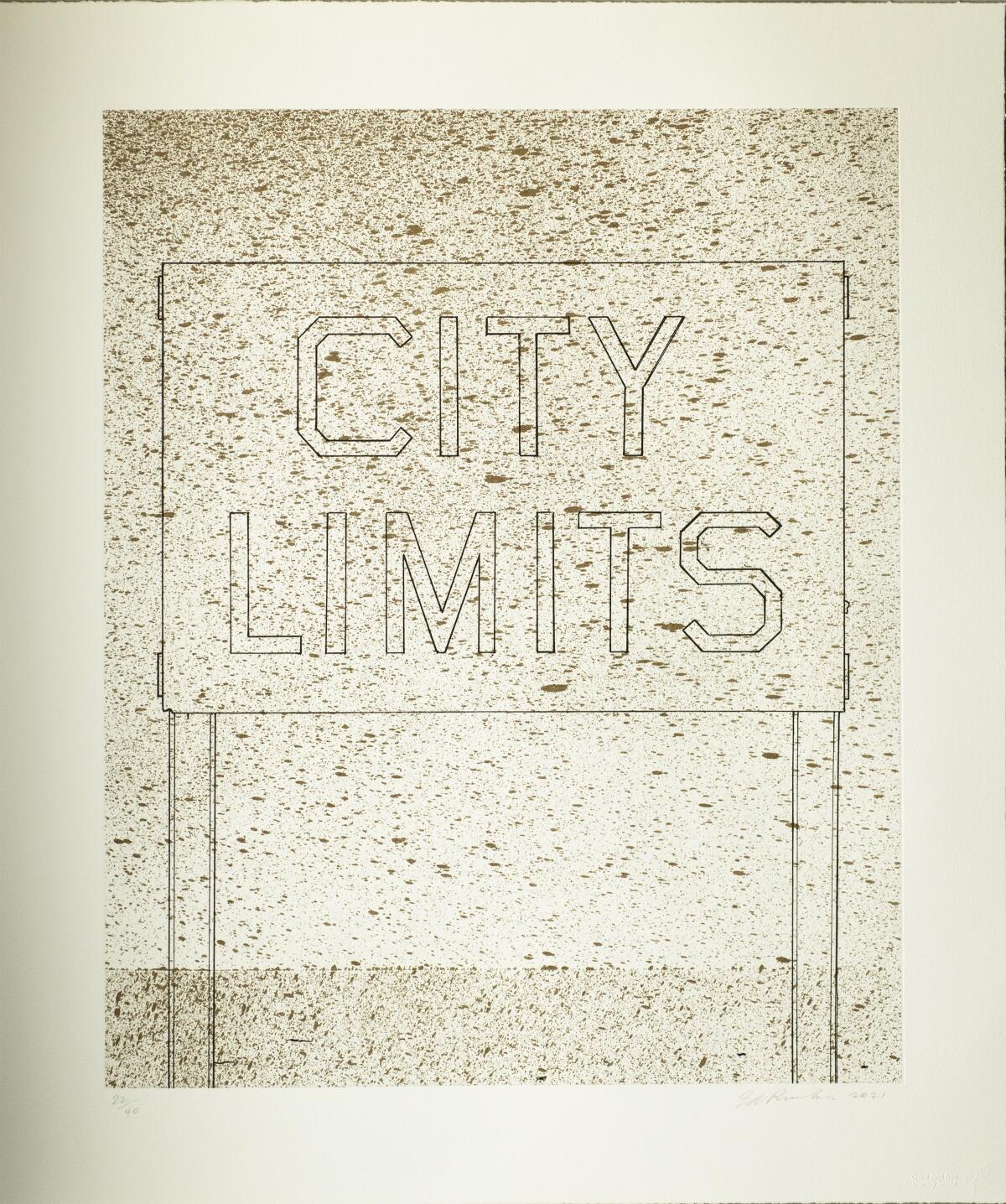 A piece of art that reads City Limits