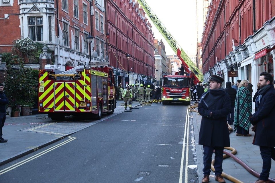 Firefighters responding to a fire at the Chiltern Firehouse in London.