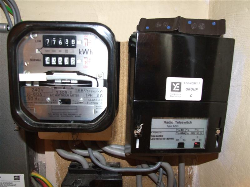 Electricity meter and radio teleswitch.