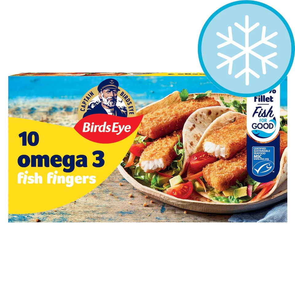 Birds Eye 10 Omega 3 fish fingers.