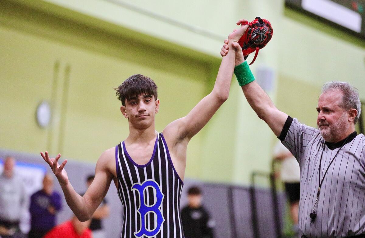 Birmingham’s Henry Aslikyan wins the City Section individual wrestling title.