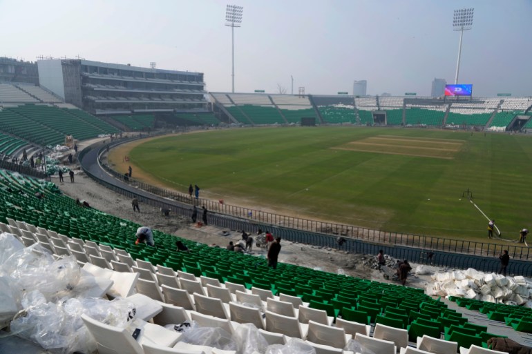 Renovation work at the Gaddafi Stadium.