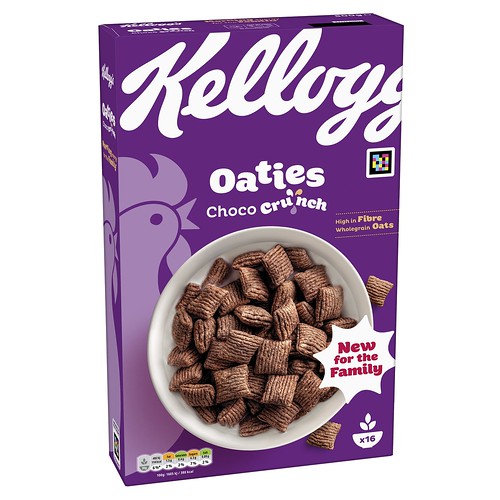 Kellogg's Oaties Choco Crunch cereal box.