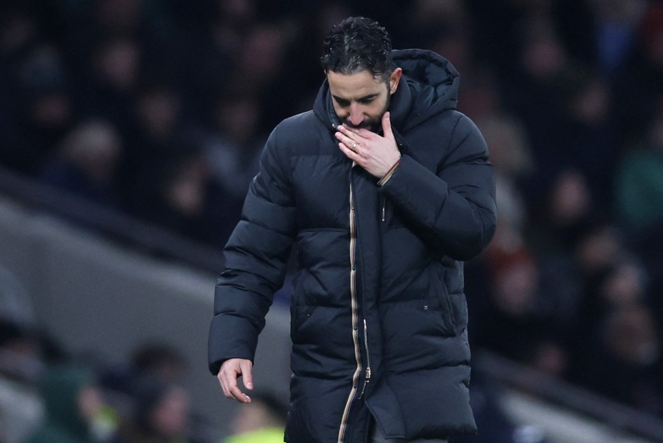 Ruben Amorim, Manchester United manager, looking downcast.