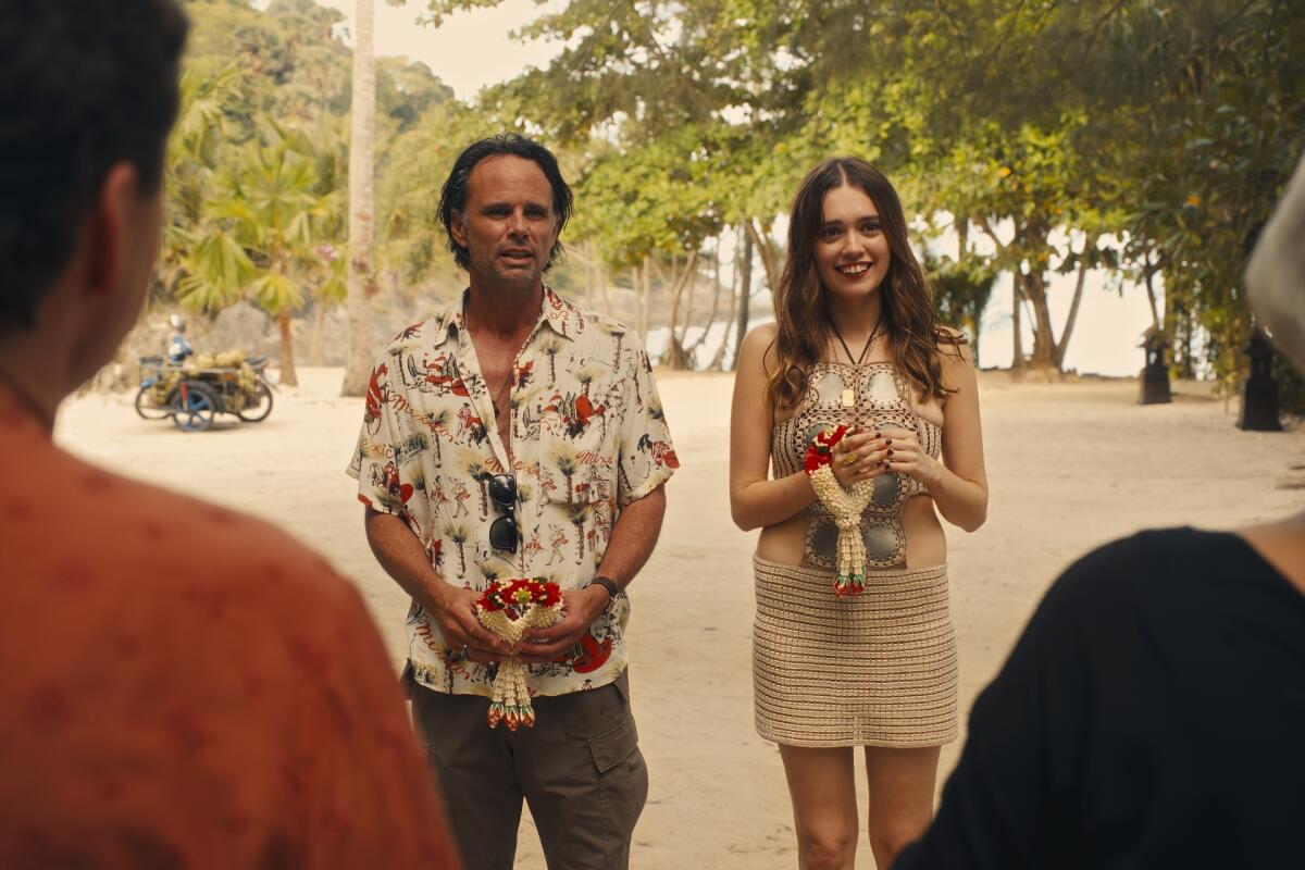 Walton Goggins and Aimee Lou Wood in "The White Lotus."