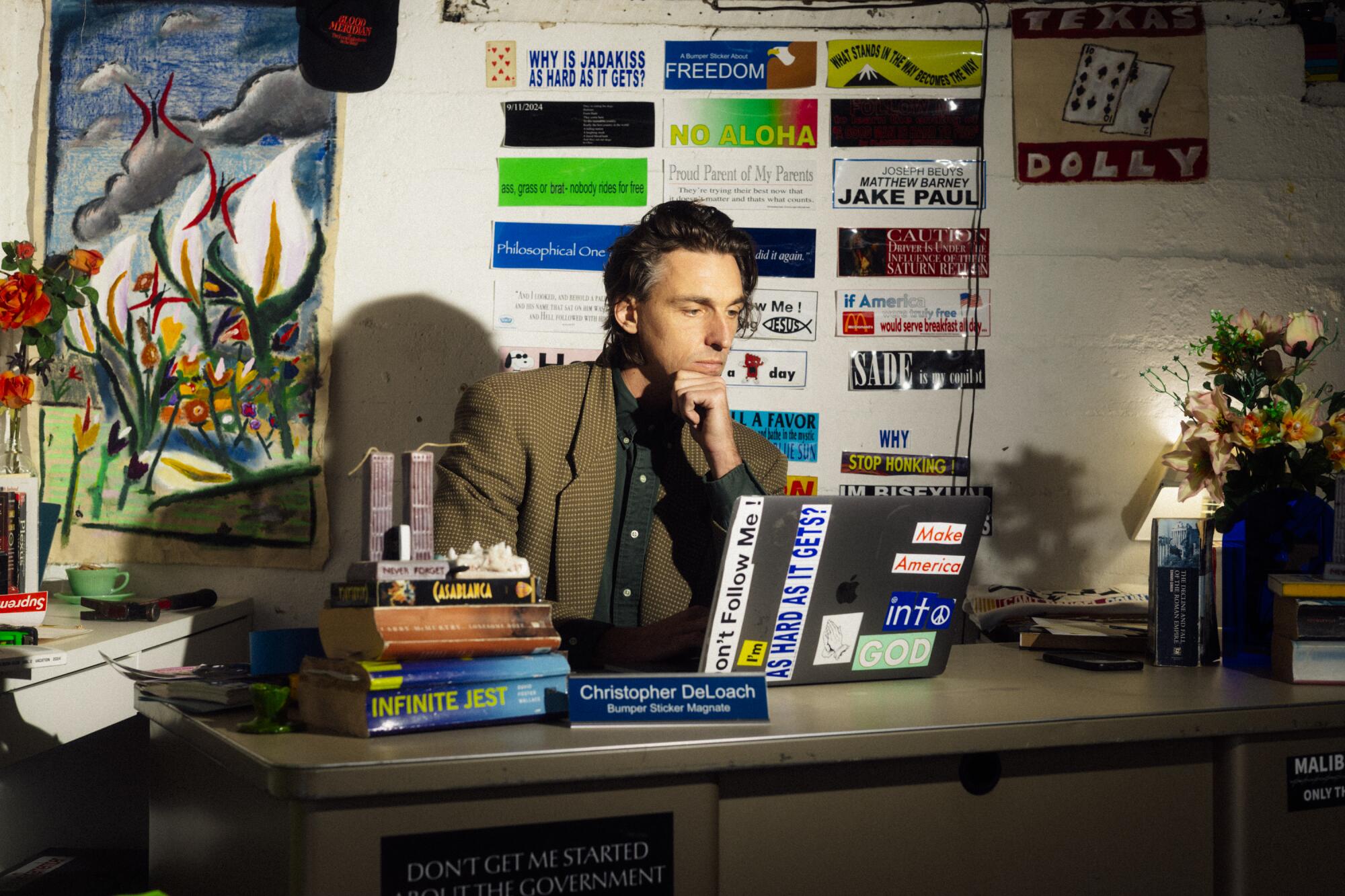 Artist Christopher DeLoach in his studio in Echo Park.