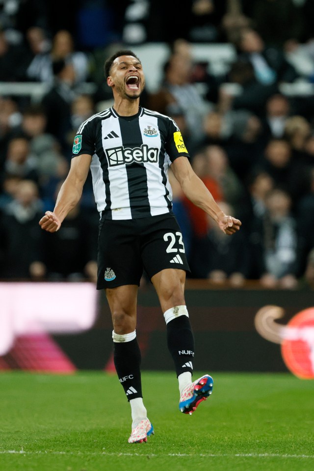 Jacob Murphy of Newcastle United celebrating a goal.