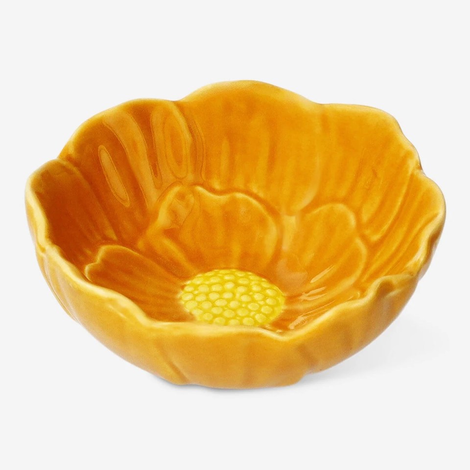 Orange flower-shaped bowl.