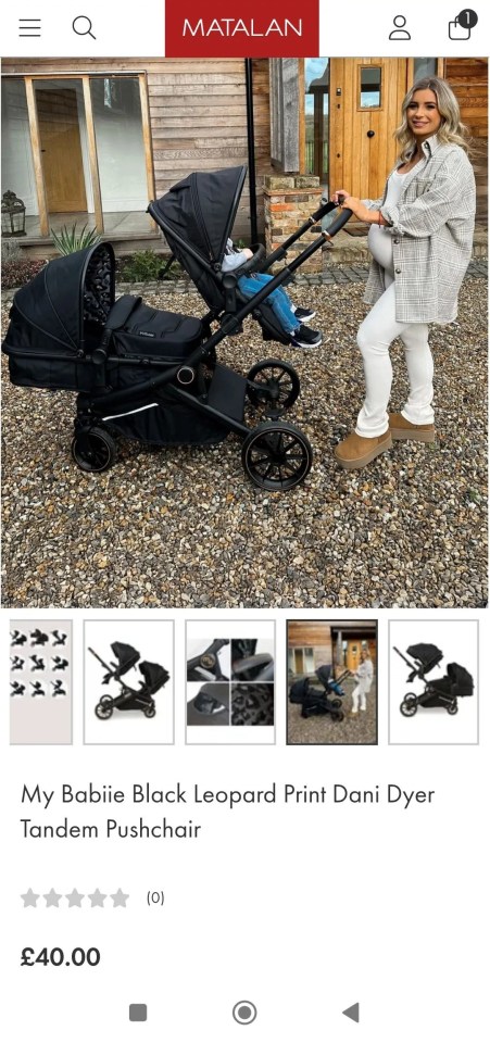 Black leopard print double pram.